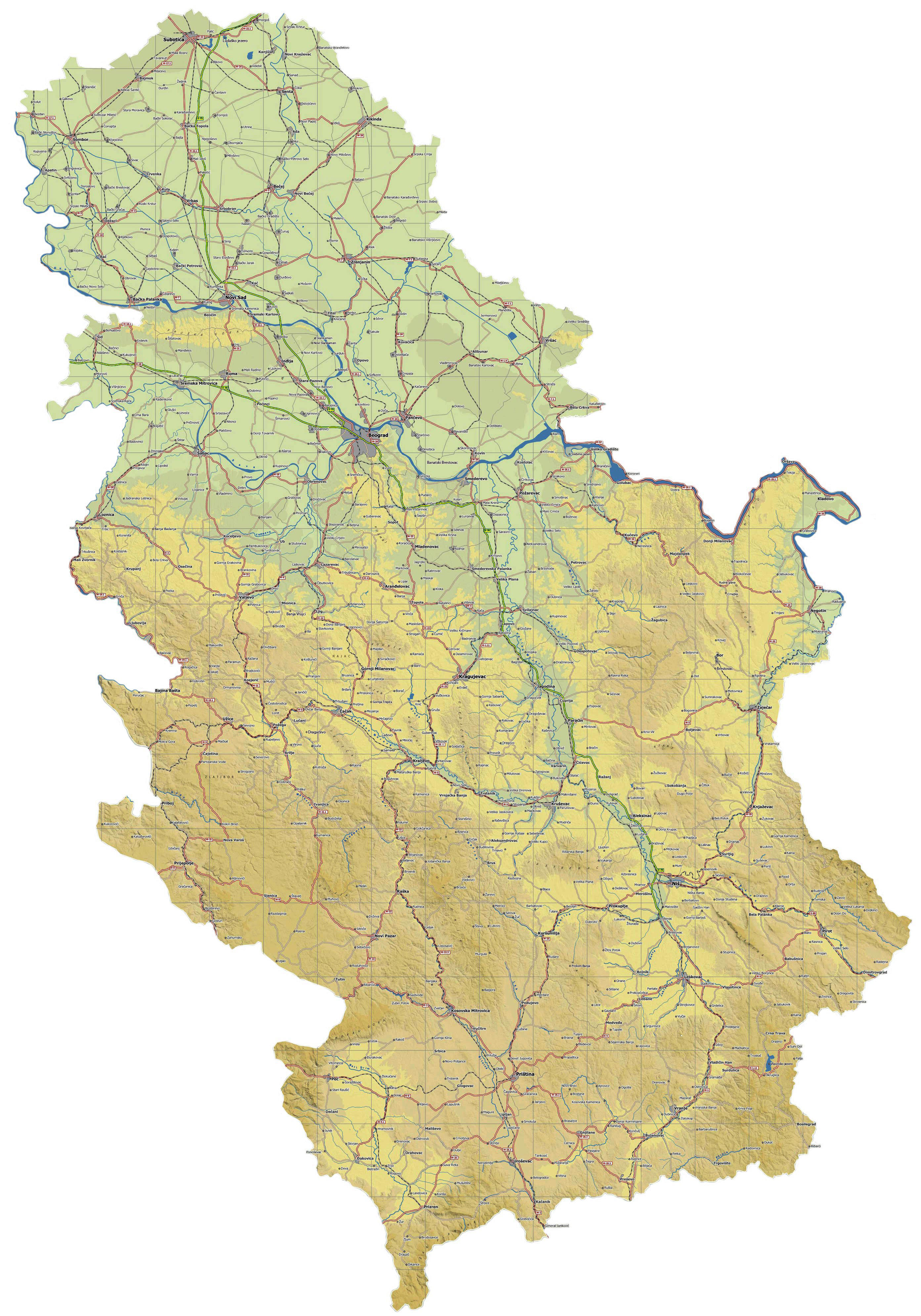 Auto Mapa Srbije Srbija Mapa Srbija Karta Auto Karta Srbije