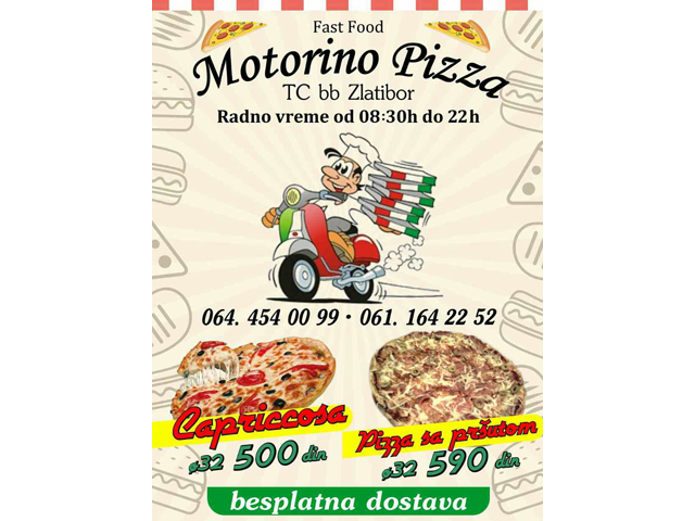 BESPLATNA DOSTAVA MOTORINO PIZZA Zlatibor - Slika 9